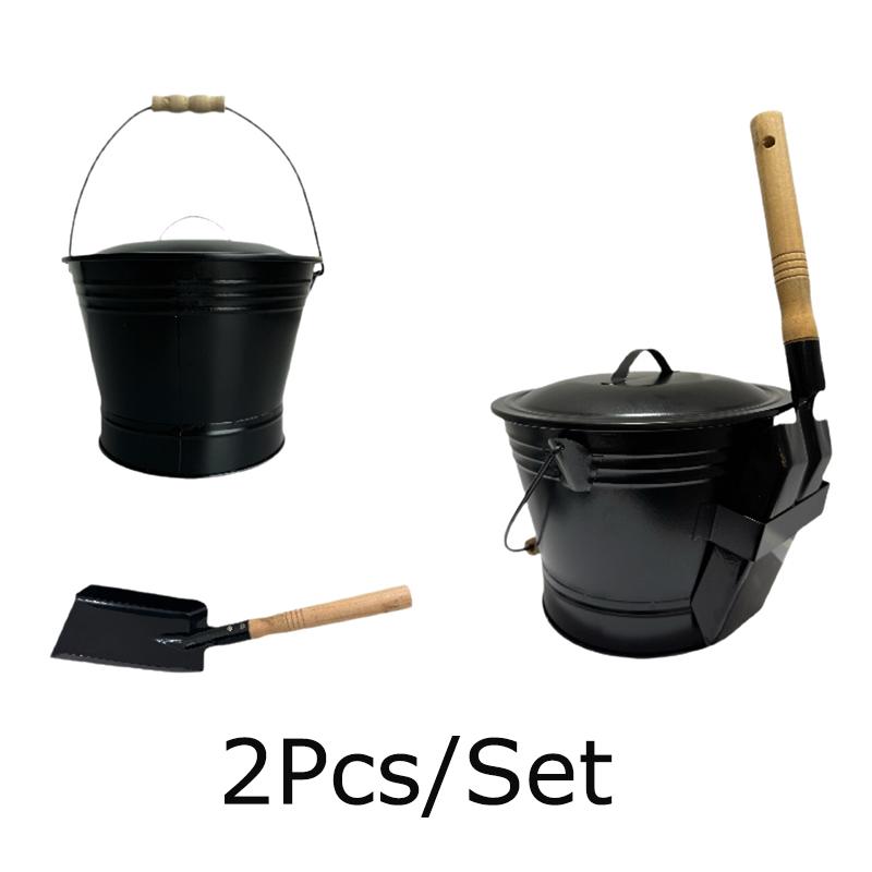 2PCS/SET Household Iron Fireplace Scraper Bucket Set for Convenient Ash Cleaning with Iron Bucket Tool Ash Scraper