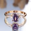 Trendy Purple Zircon Crystal Oval Stone Vintage Gold Color Wedding Bands Engagement Rings For Wome Jewelry