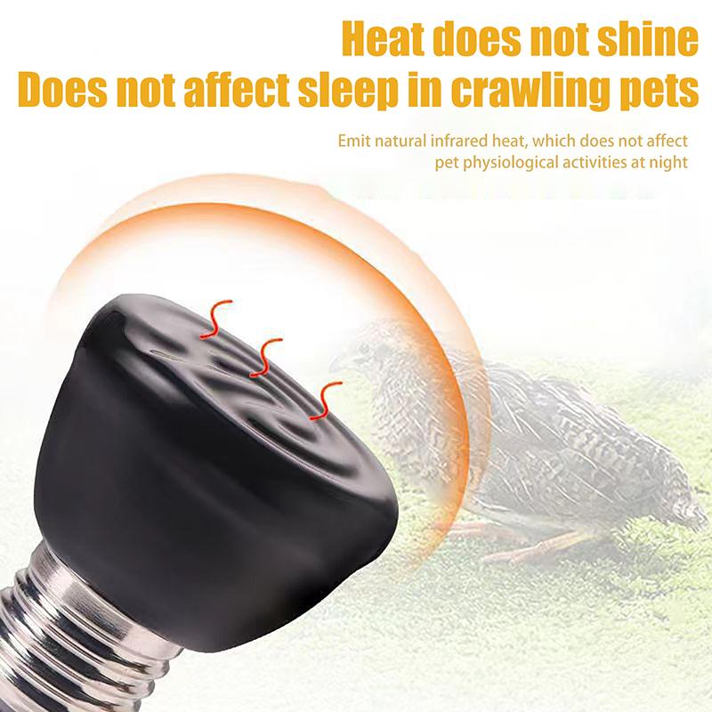 1 buc 220-240V Lampă de încălzire cu infraroșu îndepărtat Ceramică neagră E27 Bec încălzitor pentru animale de companie Incubator Pui Broască țestoasă Șopârlă Reptilă Lumină 20-80W