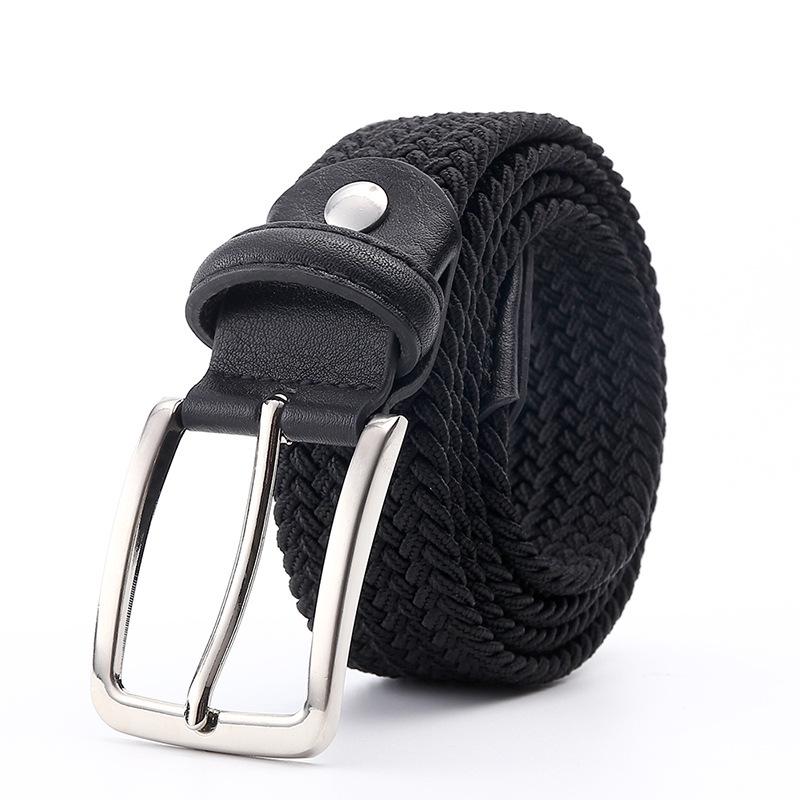 Stylish Men's and Women's Elastic Woven Belt with Pin Buckle