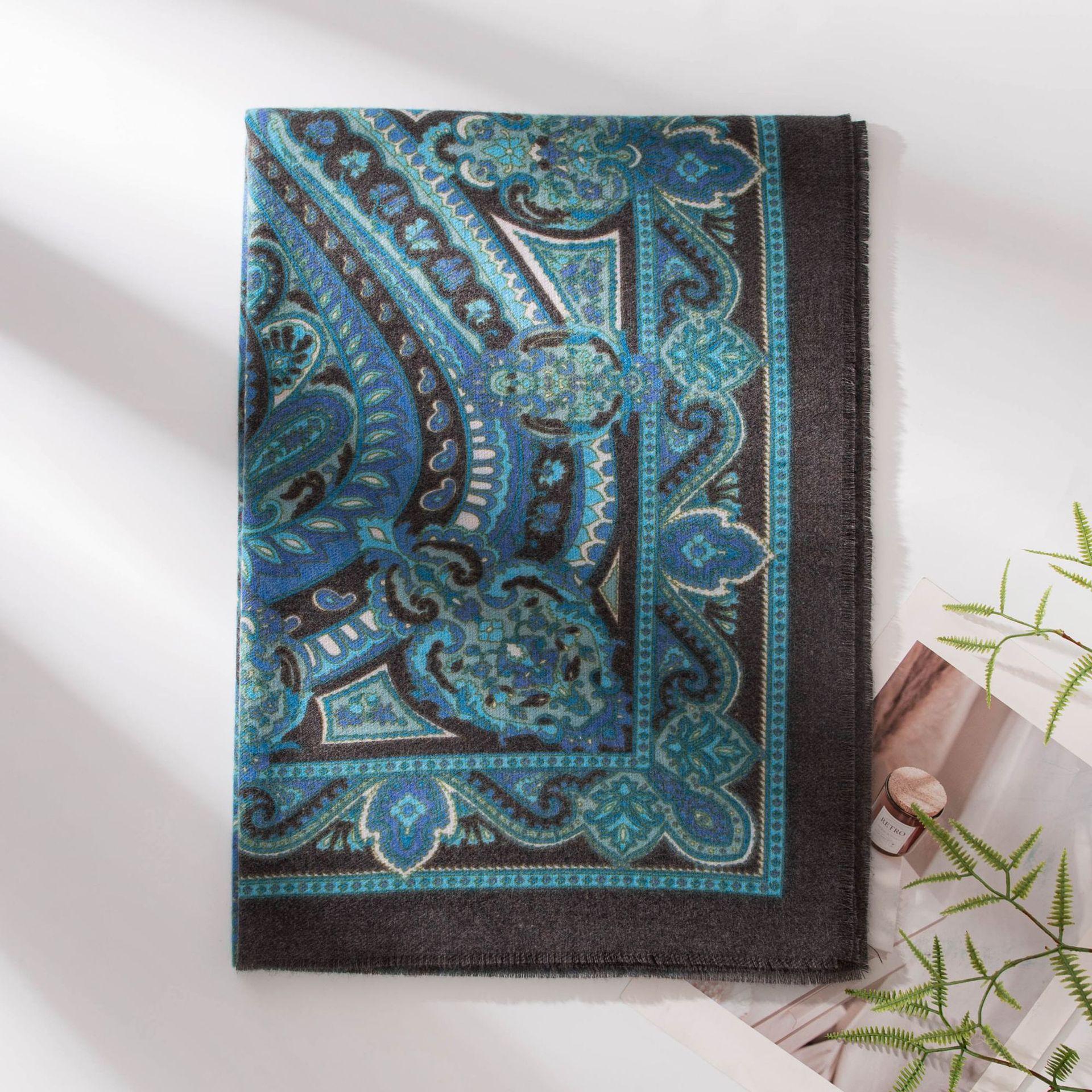 

New Retro Imitation Cashmere Scarf for Women in Autumn and Winter High End Retro Tassel Print Women s Shawl 65*180cm