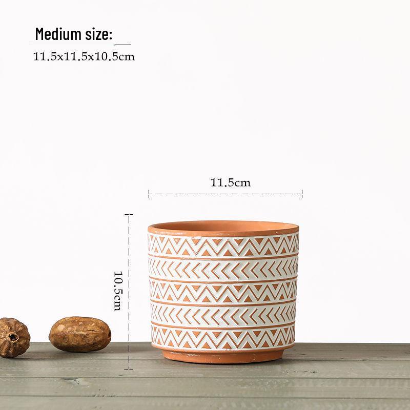 Red Clay Breathable Minimalist Terracotta Flower Pot with Feet for Succulents and Pothos - Round Design, Free Shipping