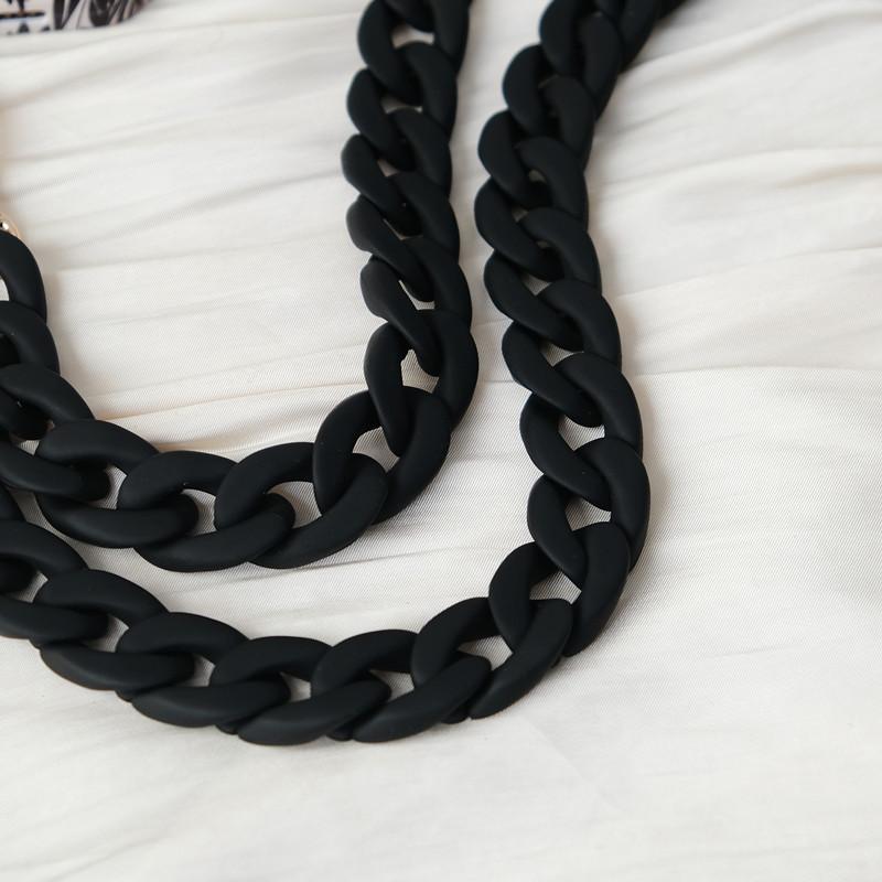 New Phone Accessory Detachable Lanyard Black Matte Crossbody Strap Long Phone Case Chains Acrylic Pendant Neck Solid Phone Chain