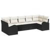 VidaXL Ensemble de canapé de jardin 7 pièces avec coussins en poly rattan noir 3346187
