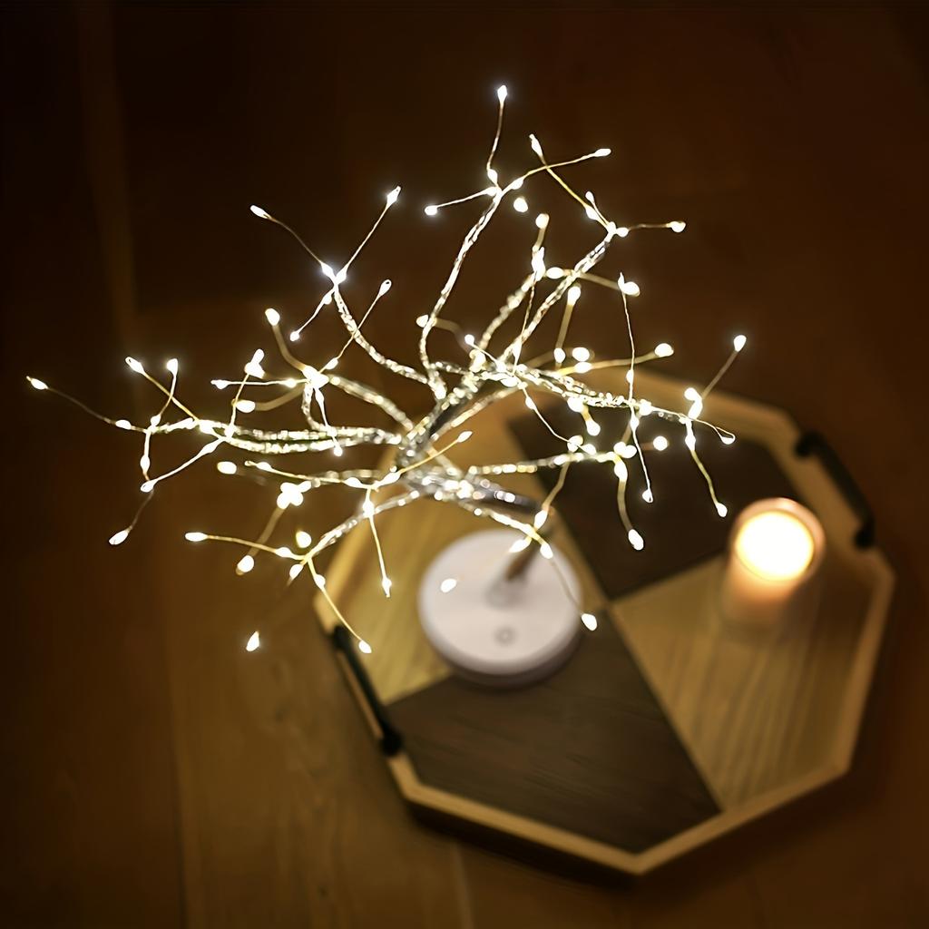 Golden Leaf Tree Lamp with 72 LEDs Decorative Night Light, USB/ Battery Dual Power Supply ,Suit for Wedding Party Home Decor