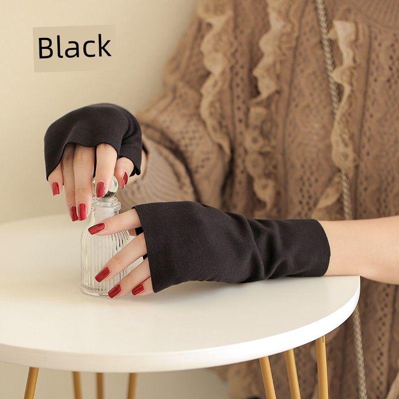 

Самонагревающиеся бархатные перчатки женские зимние для велоспорта с открытыми пальцами, сохраняющие тепло и защищающие от холода, для вождения и езды на велосипеде, электромобиль, утечка, головка с двумя пальцами, мужские Half finger Black