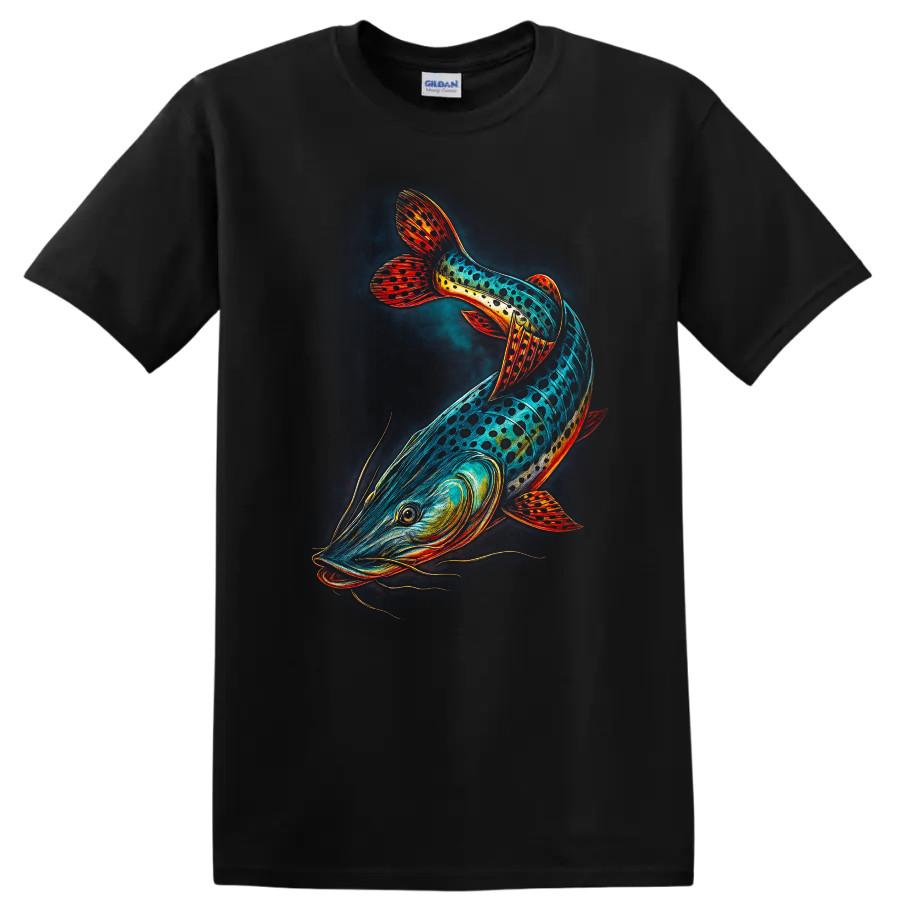 Colorful Fish Graphic T Shirt Creative Aquatic Design Fishing Lover Tee