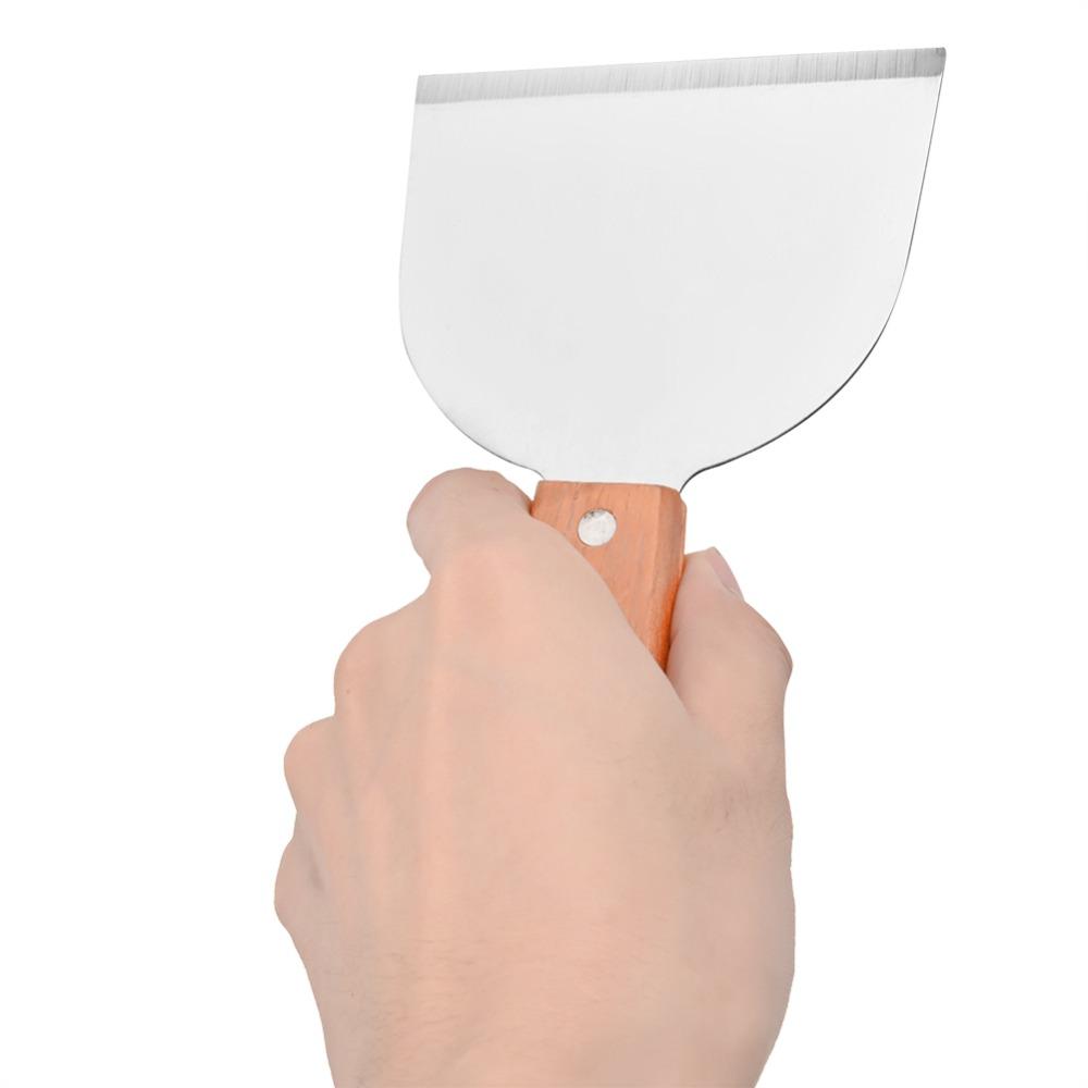 Wooden Handle Grill Scraper Wide Flat Head Pizza Spatula Easy Clean BBQ Shovel Burger Flipping