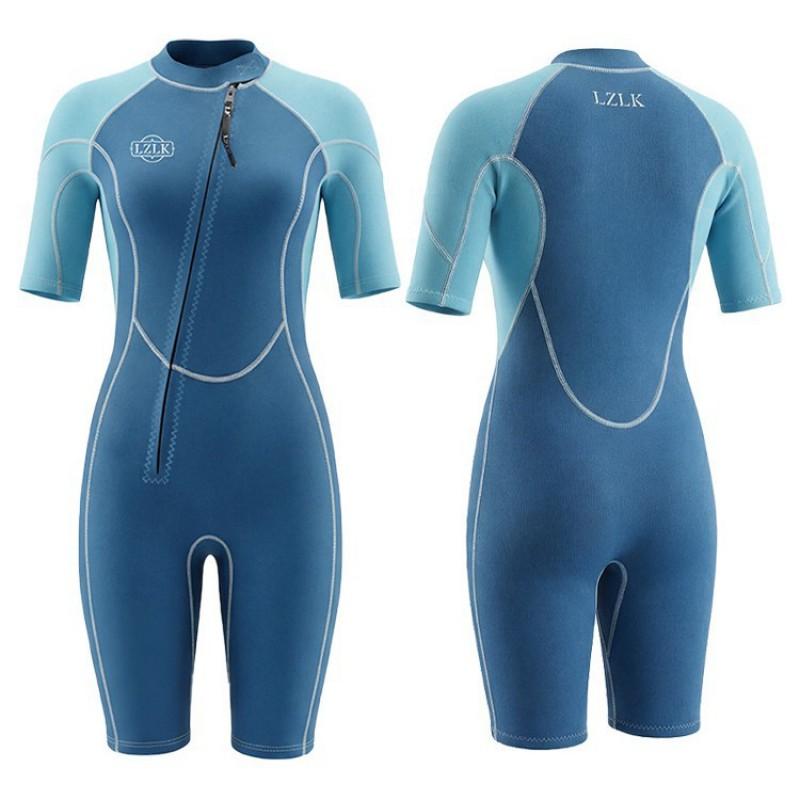 Damen 2mm Shorty Neoprenanzug mit seitlichem Reißverschluss Doppellagig Schnorcheln Tauchen Schwimmen