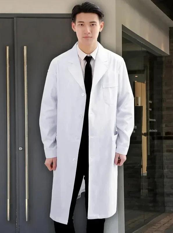 Unisex Lab Coat Long Short Sleeve Doctor Nurse Uniform for Laboratory Chemistry White S