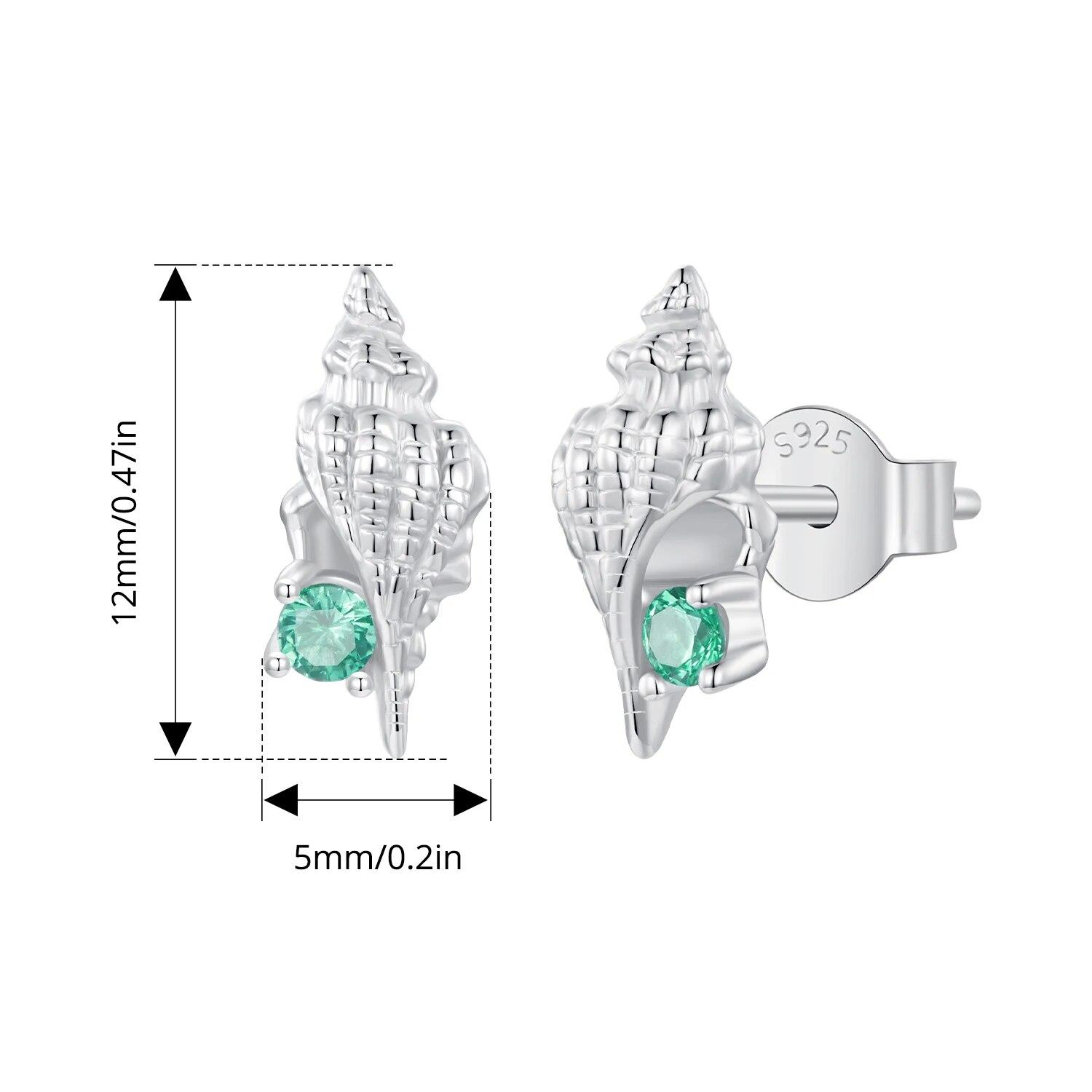 

Серьги-гвоздики BAMOER из стерлингового серебра 925 пробы с инкрустацией зеленым цирконием, гипоаллергенные серьги для женщин, ювелирные изделия серии Ocean BSE1010