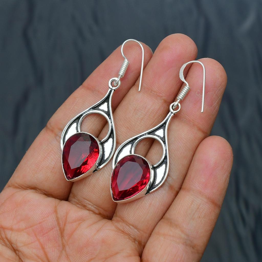 Pink Tourmaline Gemstone Handmade 925 Sterling Silver Jewelry Earring