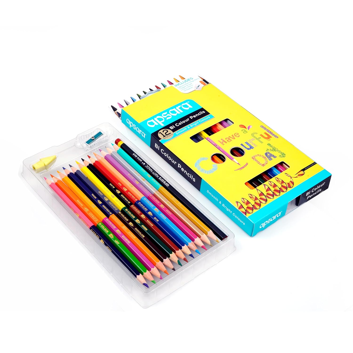 

Apsara Colour Pencils 12 Pcs 24 Shades Bi-Colour Hex Shape Smooth Blendable Lead for School Art Students Drawing