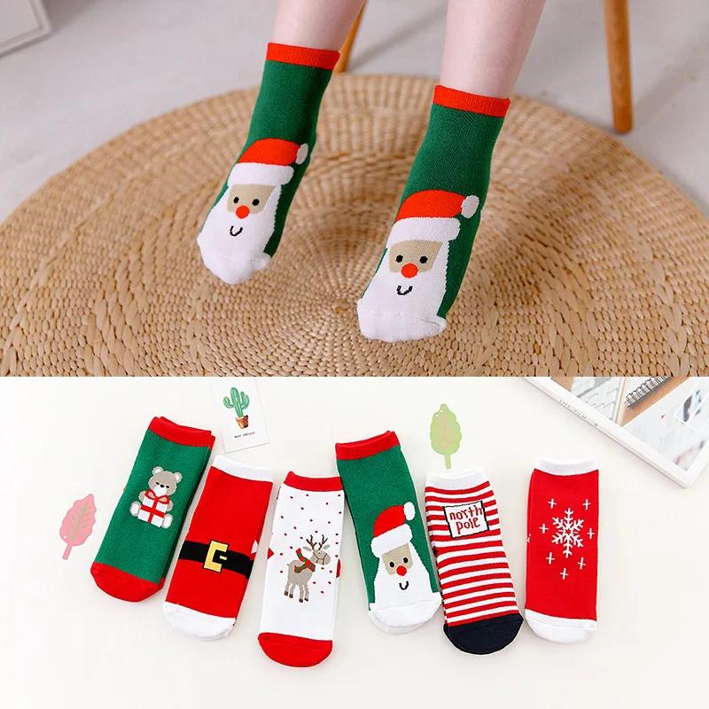 Children's Christmas Terry Socks Plush Thick Warm Omfortable Cartoon Santa Snowflake Baby Boys and Girls Med Tube Sock