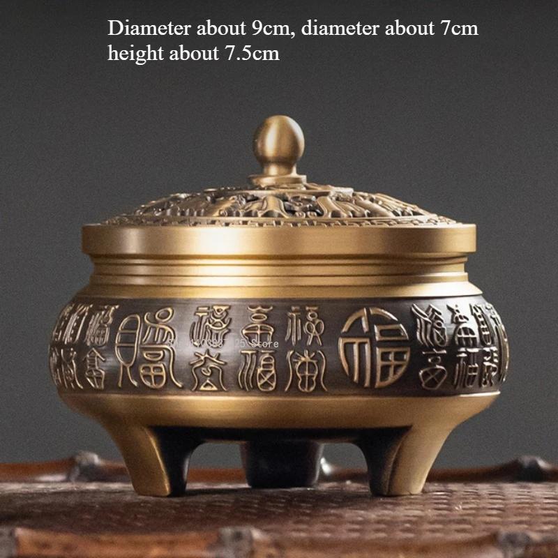 Eight Auspicious Carved Three-legged Incense Burner Household Indoor/temple Offering Buddha/ Tower Incense Aromatherapy Stove