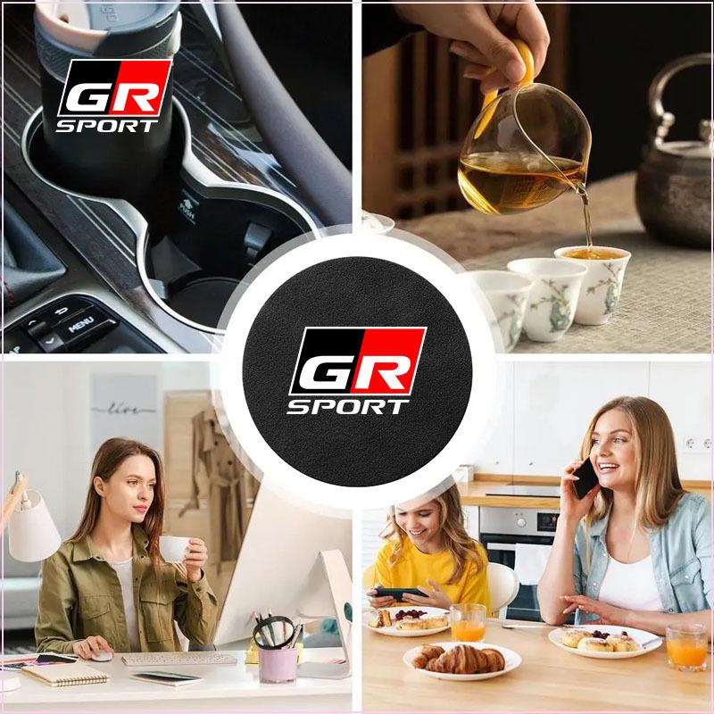Car Leather Water Coaster Non-Slip Mat Car Bottle Holder Insert Pad for Toyota Corolla TRD GR Yaris Chr Auris RAV4 Land Cruiser Camry Highlander