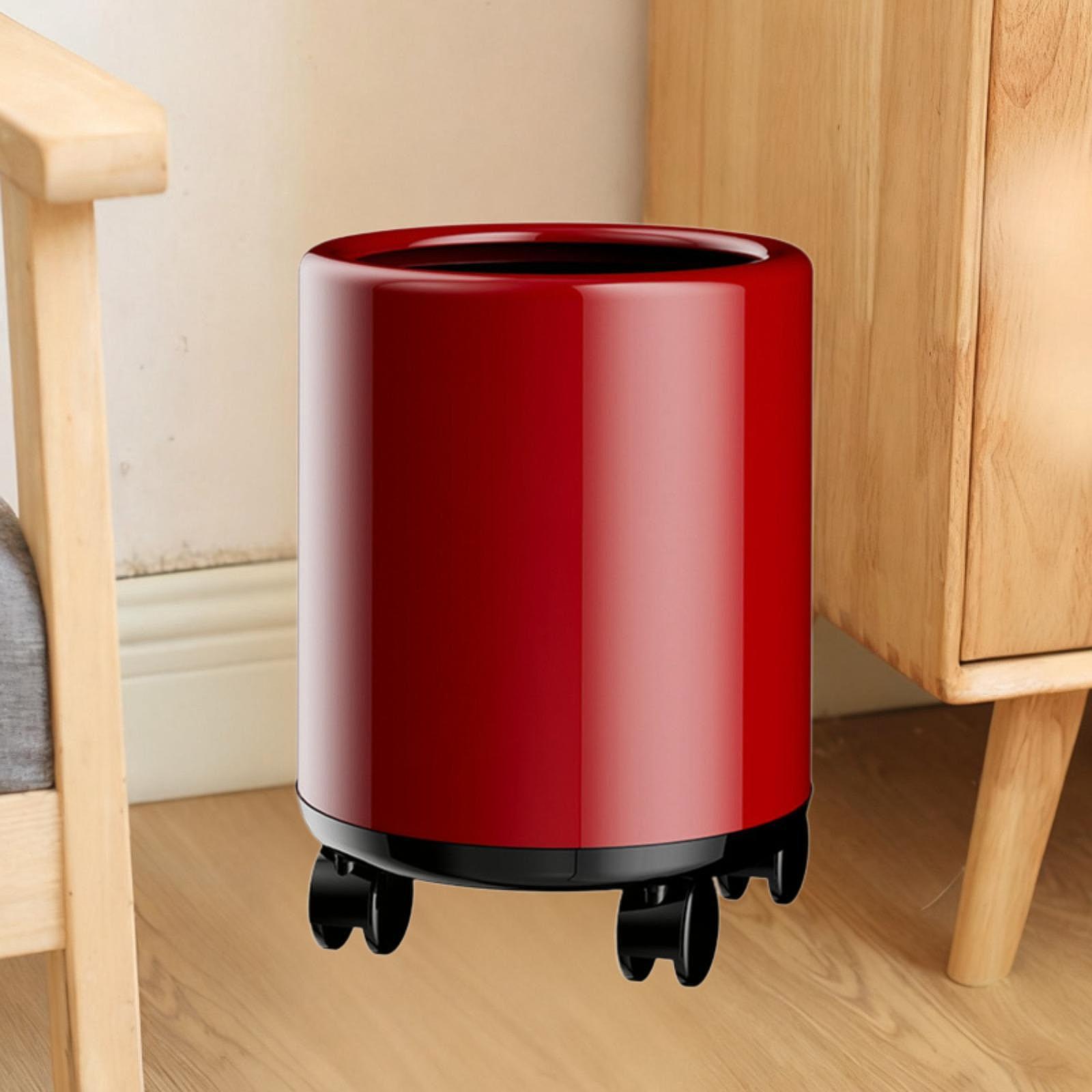 

Double Layer Trash Bin with Wheels Easy Clean PP Garbage Container for Indoor Kitchen Bedroom and Restroom червоний