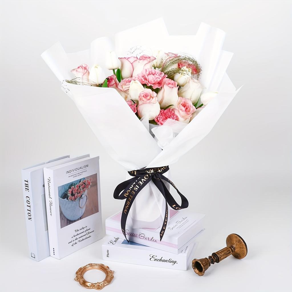 20 de coli de hârtie pentru săculeți de flori de 22,8 * 22,8 inch - hârtie impermeabilă pentru săculeți de flori, hârtie de împachetat cadouri de nuntă și ziua de naștere DIY ((alb))