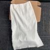 Hochwertiger Damen-Midi-Rock aus weißer Tencel-Baumwoll-Leinen-Mischung - Hochtaillierter Rock mit langem Schlitz für den Sommer mit luxuriösem Flair