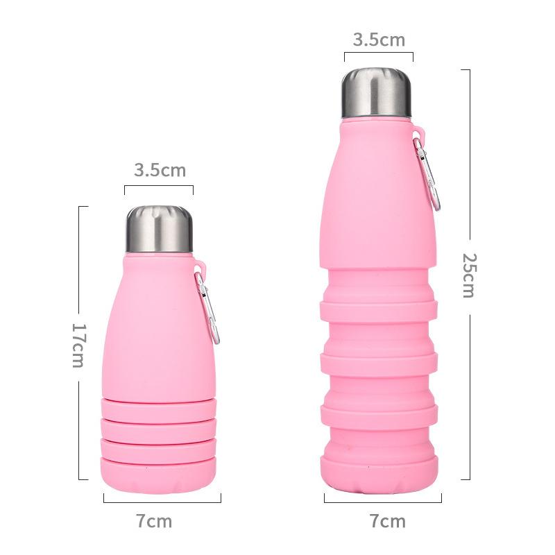 Portable Sports Water Bottle 550Ml Foldable Travel Sport Bottle Food Grade Silicone Foldable Water Cup for Home Camping Climbing 0.55L