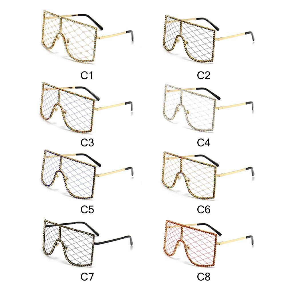 Fashion Oversized Rhinestone Mesh Glasses Colorful Diamond Hollow Out Glasses  Sunglasses For Party Proms Cosplay Costume