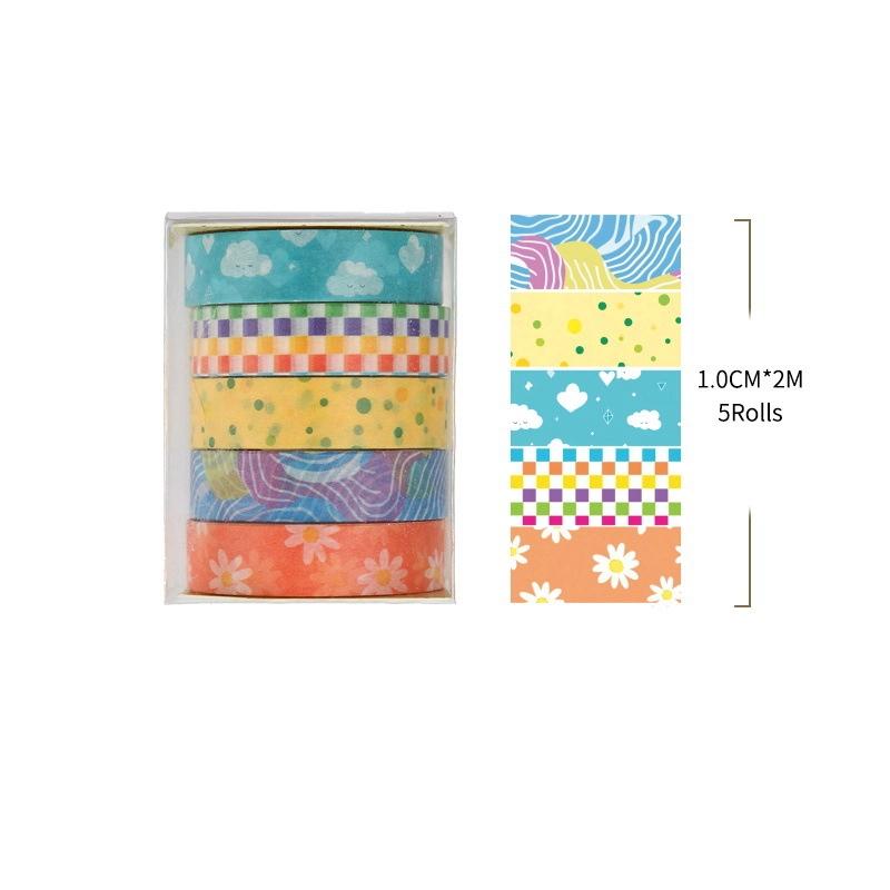 5Roll Romantic Flowers Bows Stars Washi Tape Ins Style Diy Decorative Tape Supplies Planner Diary Ledger Decoration Supplies