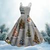 Women's Christmas Print Casual Fashion Round Neck Mid-Length Dress
