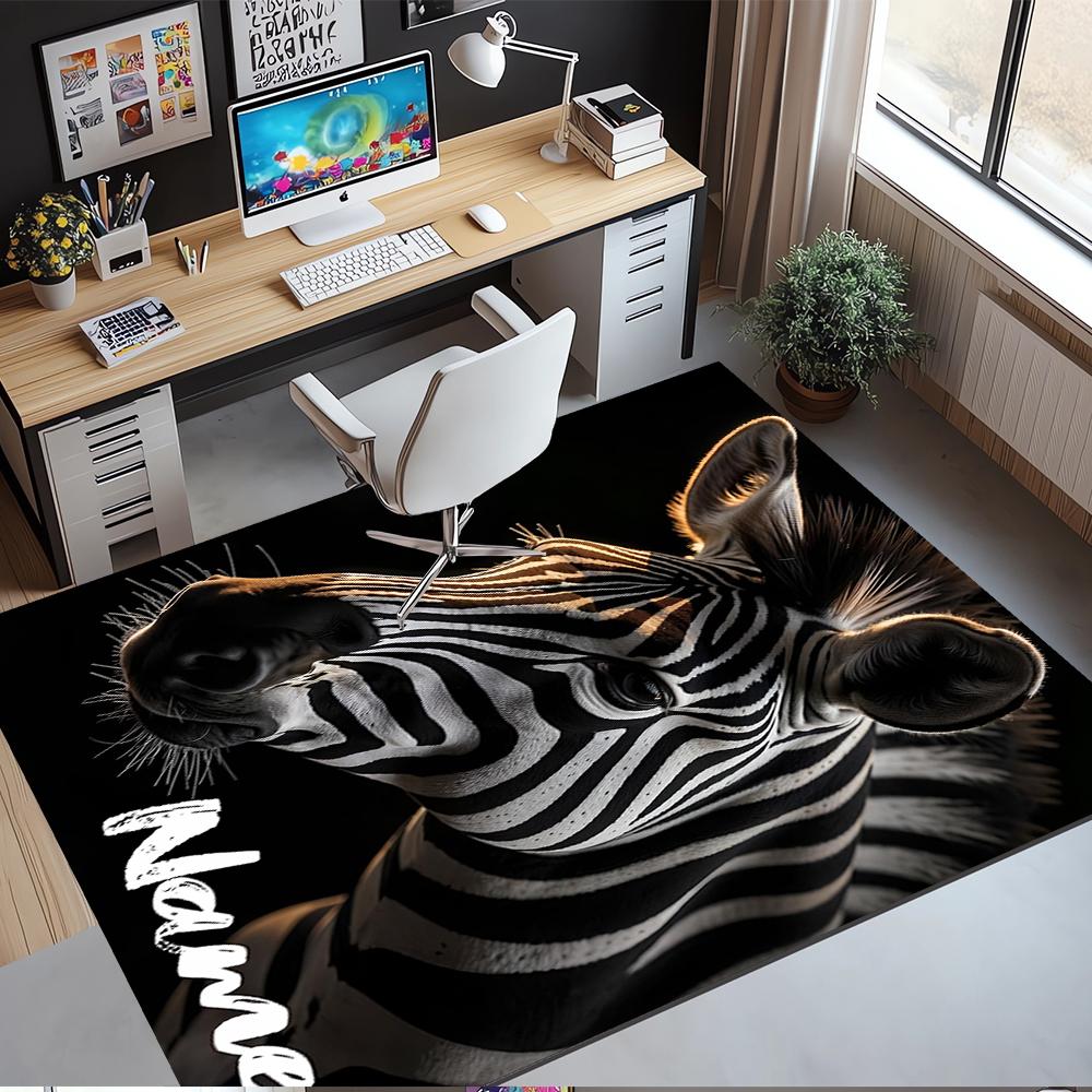 Custom Name LNTB002260915X1004==Zebra Printed Carpet,Rug for Office Chair Living Room Bedroom Kitchen Room Decor Gifts.