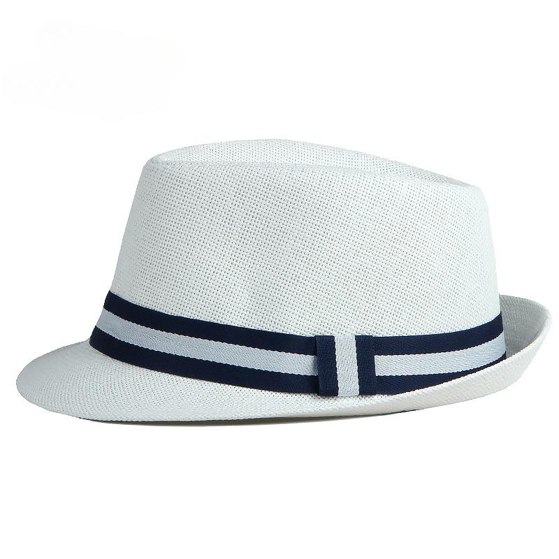 Summer Men's Jazz Hat British Retro Spy Hat Beach Casual Straw Woven Small Top Hat Female Stripe Belt Fedoras Hat Panama Cap