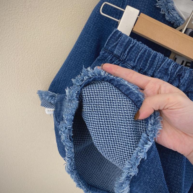 Gonna da bambina Abito da bambina in due pezzi Autunno Comoda giacca di jeans con nappa temperamentale