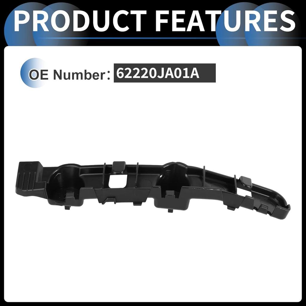 Bumper Support Bracket, Right Side Front Bumper Retainer Bracket Hold Mount No.62220JA01A for Nissan Altima 2007-2012 ABS Plastic Black, 1 Pc