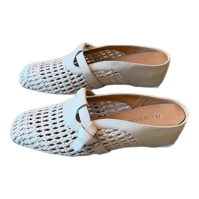 

Слипоны из овчины, женские летние, для улицы, с внутренней высотой, с перфорацией, дышащие, прохладные, одинарные туфли 40