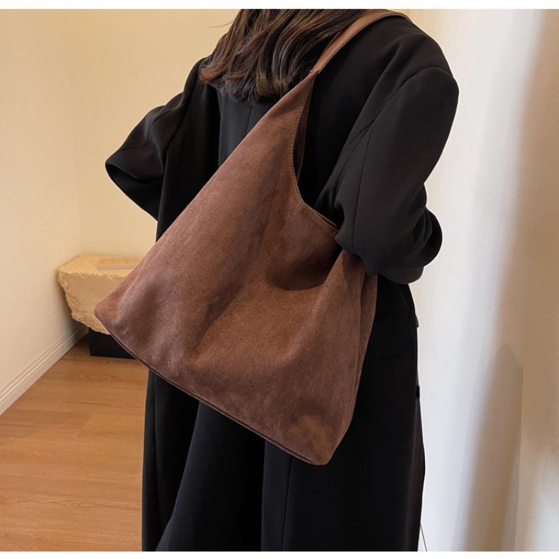 Crossbody bag suede bag women's new versatile shoulder bag retro large-capacity commuter tote bag