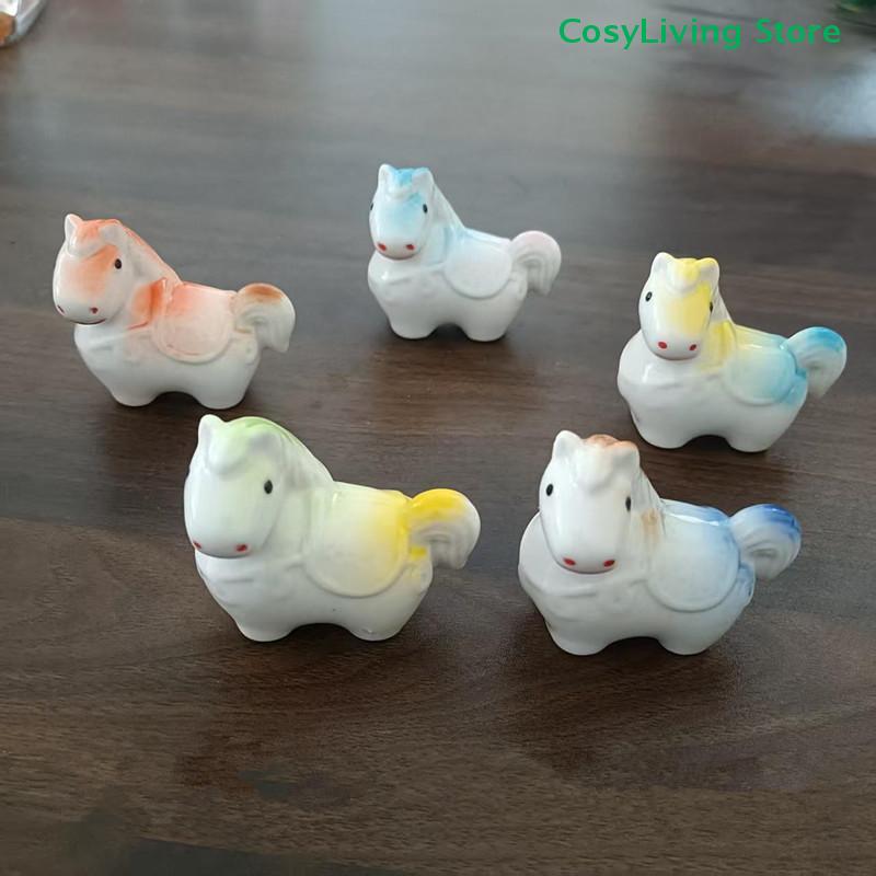 Cartoon Ceramic Zodiac Horse Chopsticks Pillow Chinese Chopstick Rest Chopsticks Holder Spoon Holder Home Decoration