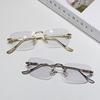 Vintage Rimless Sunglasses For Men And Women Fashion Small Square Frame Glasses New Photochromic Sunglasses