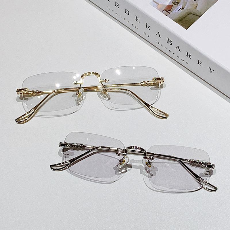 Vintage Rimless Sunglasses For Men And Women Fashion Small Square Frame Glasses New Photochromic Sunglasses