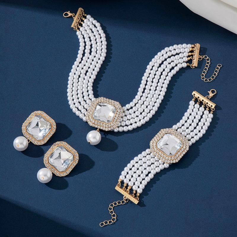 Korean Retro Pearl Diamond Fringed Neck Chain Internet Celebrity Temperament Design Sense Flower Bow Collarbone Chain Necklace Female