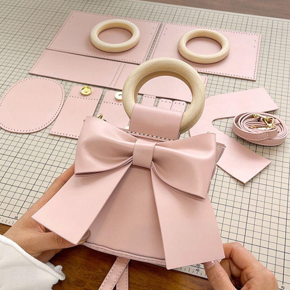 

Korean Style DIY Leather Tote Bag Making Kit Handbag Sewing Supplies коричневый/белый
