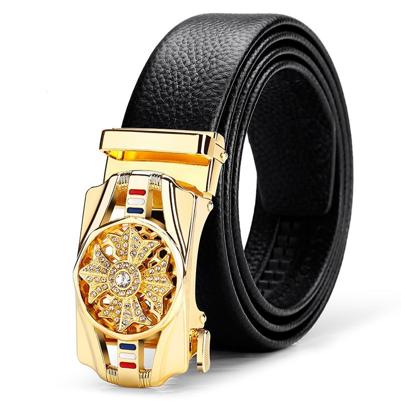 Elegant High-End Automatic Buckle Leather Belt – Versatile European & American Style for Men