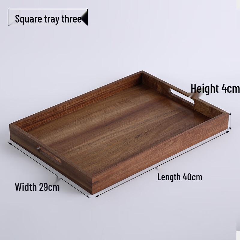 Chinese Style Walnut Acacia Wood Rectangular Serving Tray