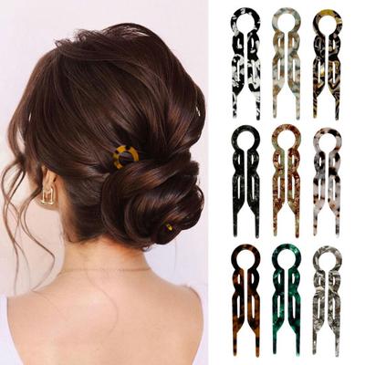 3Pcs Acetate U-shaped Hair Fork Lightweight Anti-slip Long Thick Hair Stick Updo Bun French Hair Pin Women Girls Hair Accessories