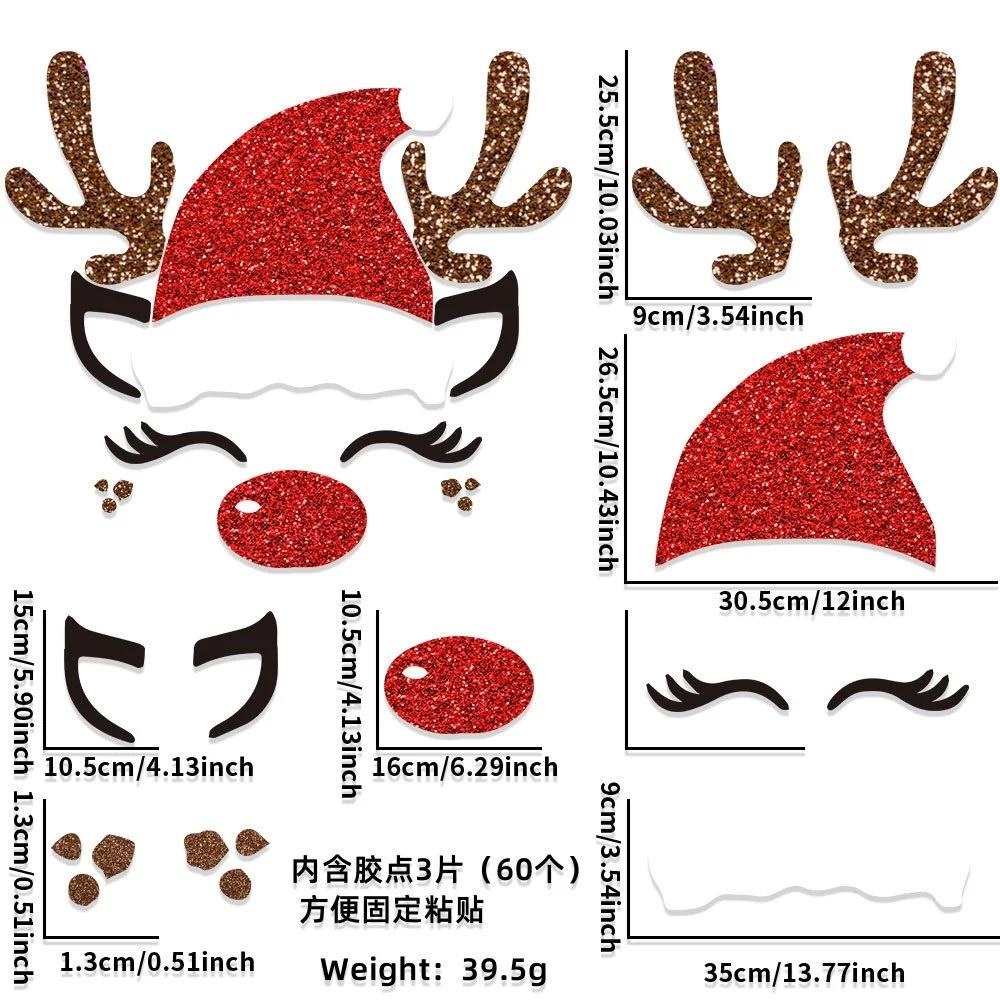 Large Snowman Reindeer Santa Stickers Christmas Door Stickers Decor for Refrigerator Wall Window Christmas Door Decorations