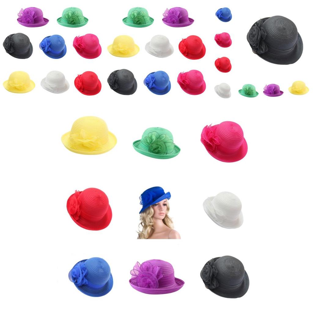 Elegant Womens Summer Organza Bowler Sun Hat With Vintage 1920s Style A267