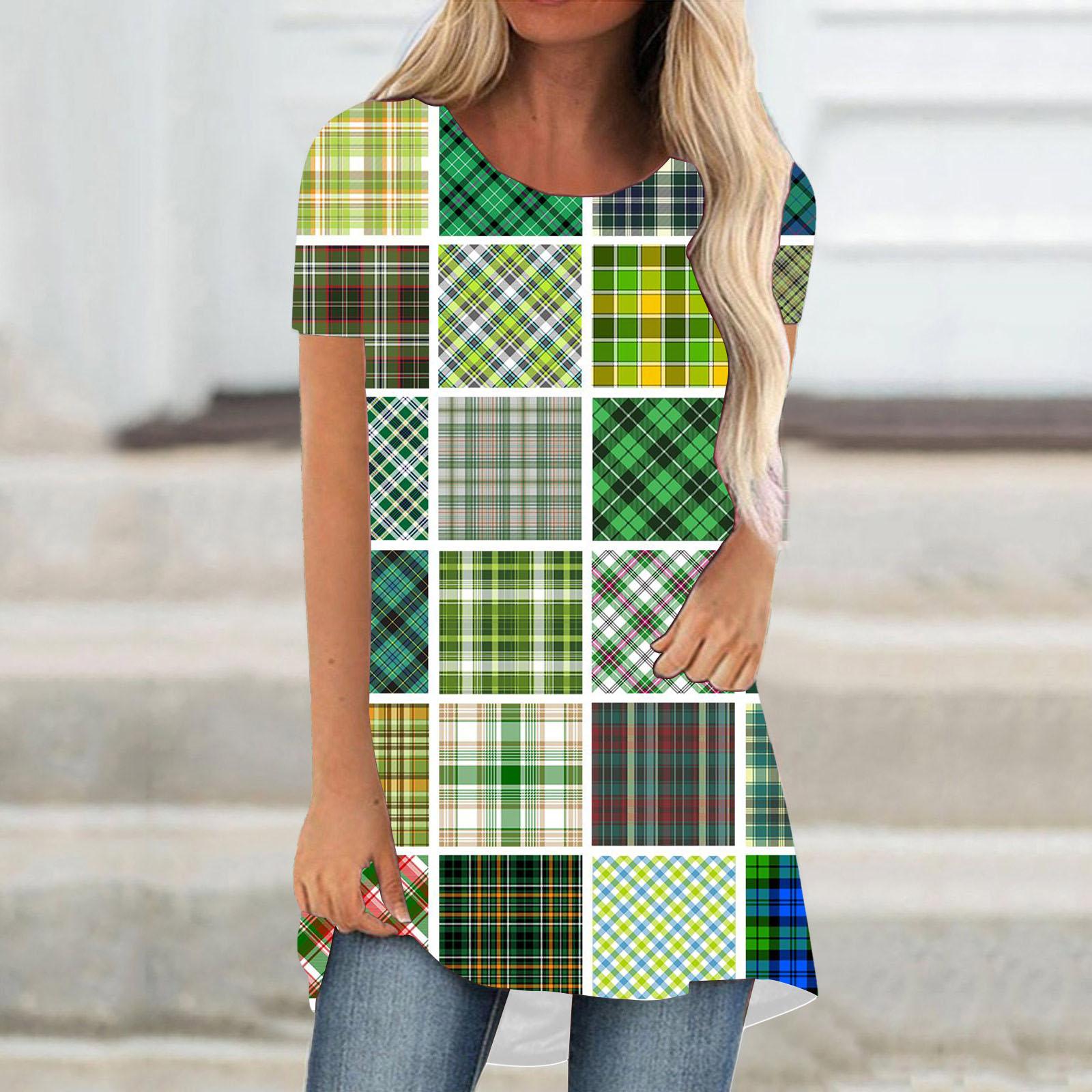 Модные футболки в стиле пэчворк с цветным блоком и 3D-принтом для женщин — фото 3