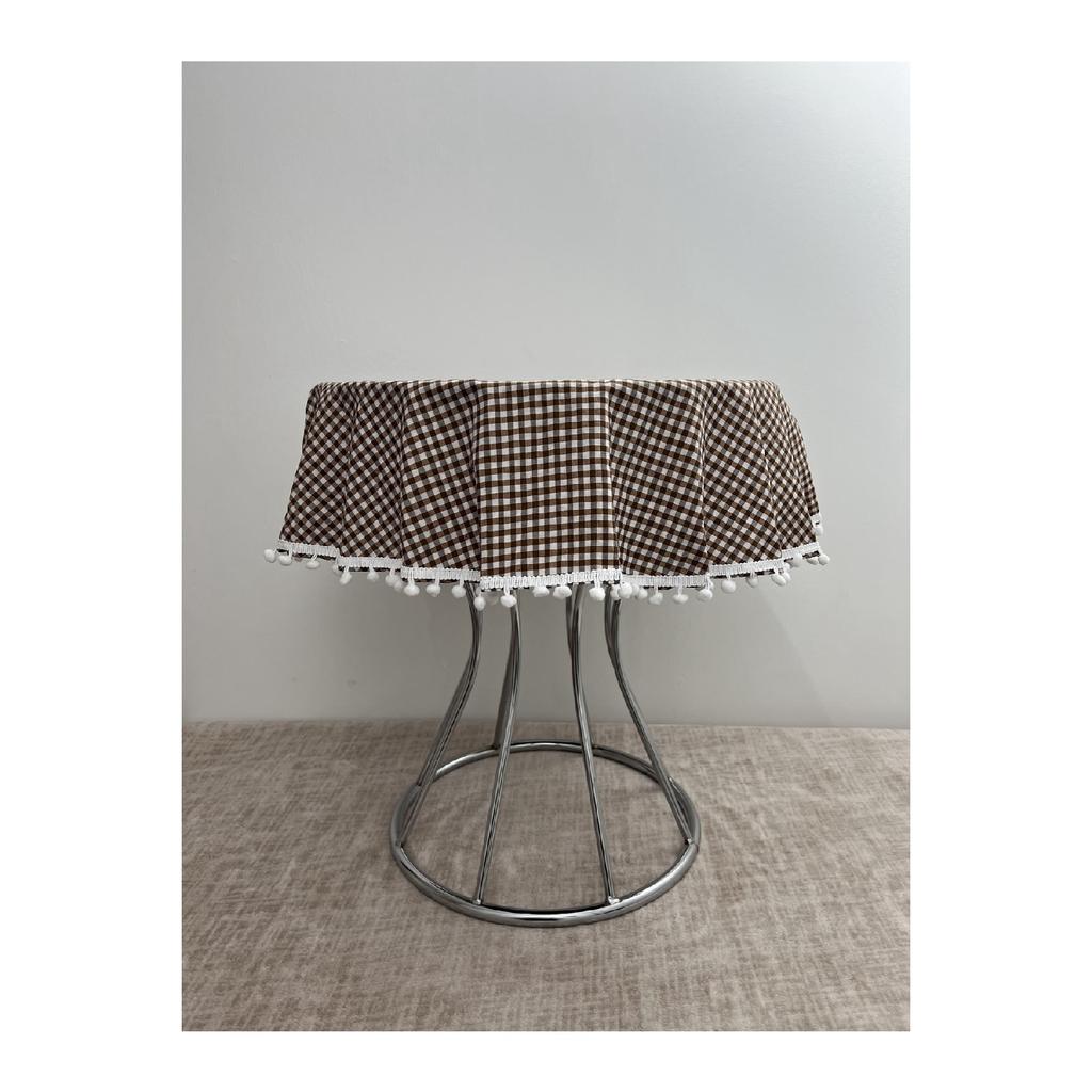 Bommel Gingham Round Pompom Ubrus Gingham Round