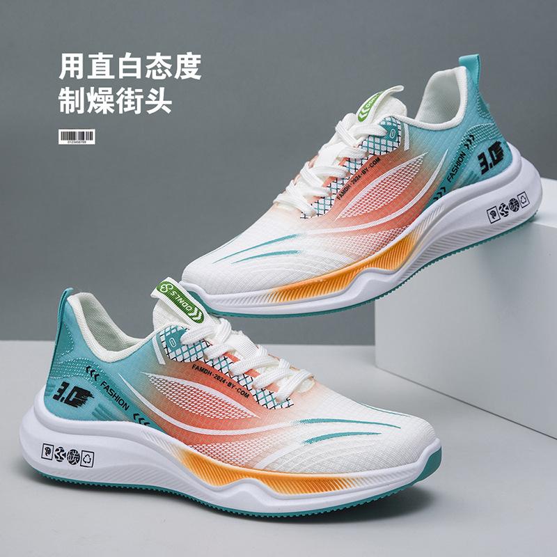 

Фабричные кроссовки для спорта с прямыми волосами, летние новые мужские кроссовки на толстой подошве, легкие, модные, сетчатые, дышащие, низкие, для бега 44