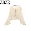 Za Autumn New Arrivals Women's Clothing Zr European and American Style Fashionable Lace-Up Fake Two-Piece Layered Bell Sleeve Shirt 2290004