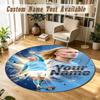 Round Rug Custom NameErling Haaland Pattern Non Slip Carpet Home Floor Decor