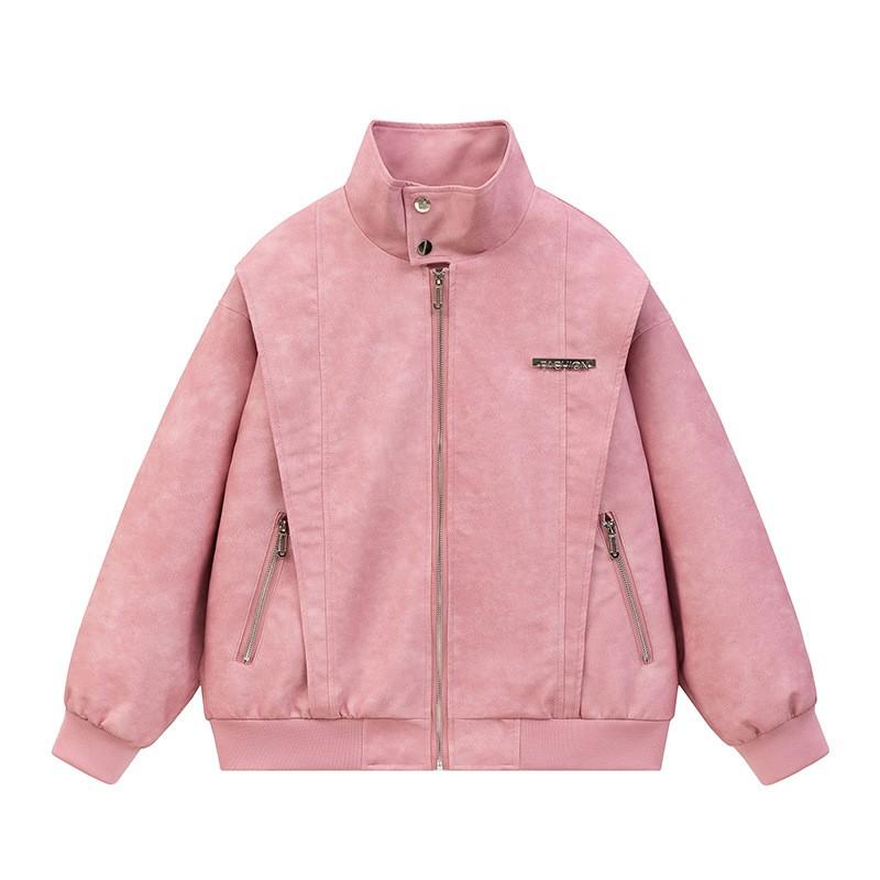Mens PU Leather Harrington Jacket Pilot Style Workwear Outerwear Clean Fit Baseball Coat