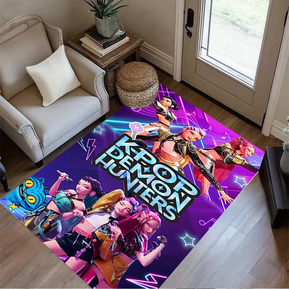 1pc K-pop Demon Hunters Rug Home Carpet Decoration Office Decor Gift Living Room Bedroom